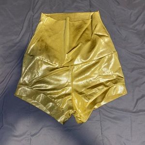 High waisted gold shorts